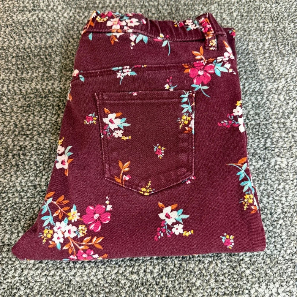 Carters Girls Burgundy Floral Jegging Pants Maroon Size 7